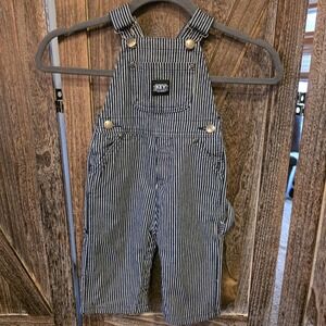 KEY Premium Railroad Striped Infant Overalls Size 9 Months Farmer Pants Unisex‎
